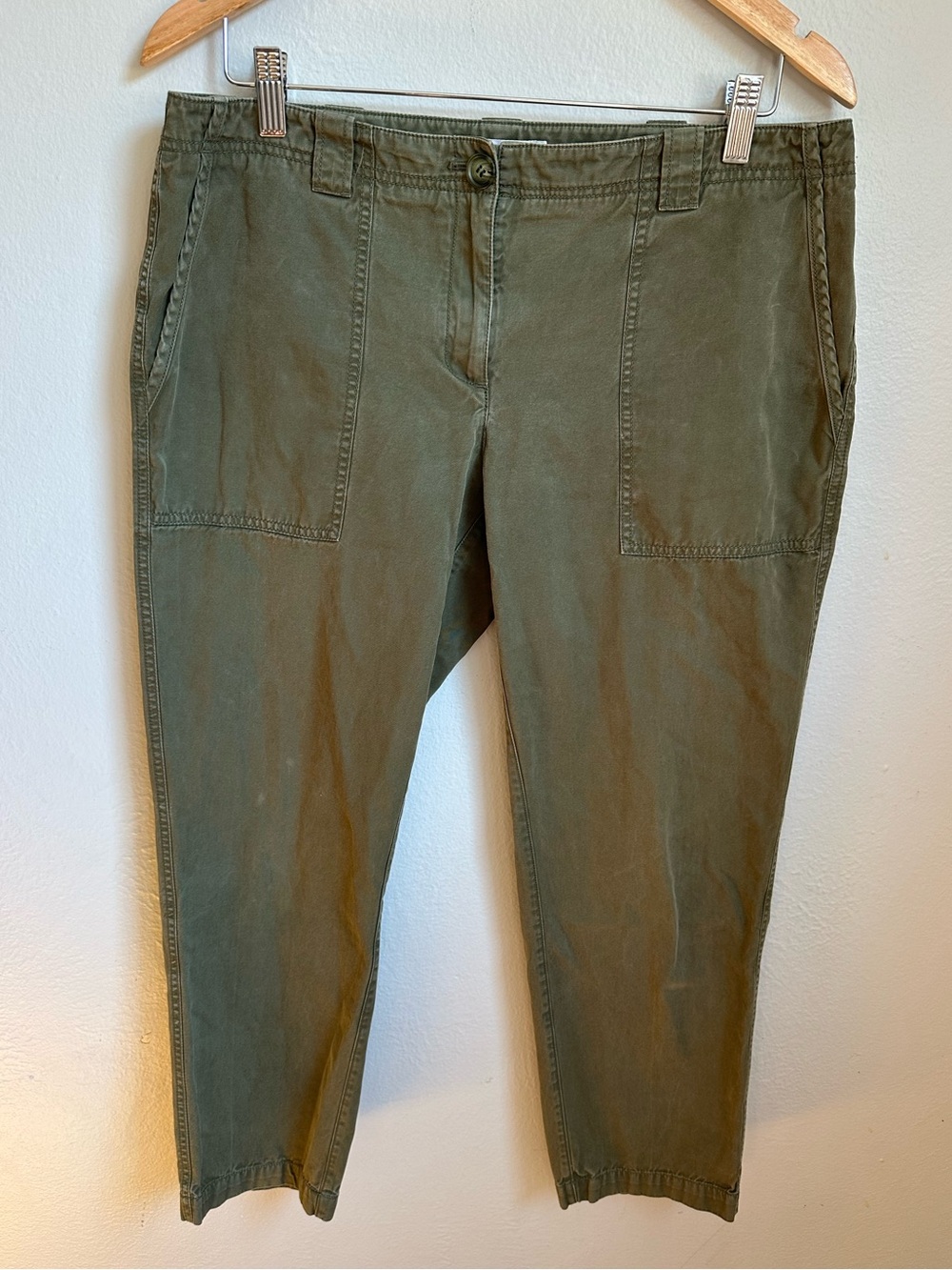 Nordstrom Signature Olive Green Utility Crop Pants Size 12
